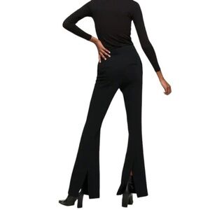 NWT! Mango MNG Back Slit Hems Flowy Trousers In Black Size US 8
